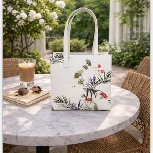 Ted Baker London "The Icon" Small White Floral Tote